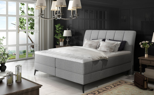 Pat boxspring tapitat cu lada de depozitare, 140X200 cm, Aderito, Eltap - Img 2