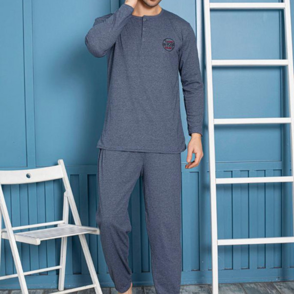Pijama barbati, bumbac, gri inchis, PB-106