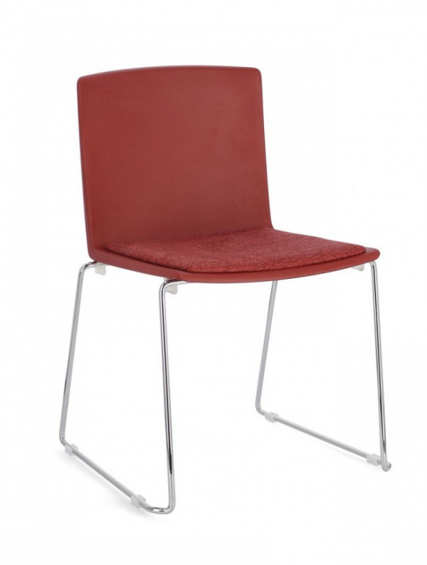 Scaun rosu, cu picioare cromate, 43.5x50x79 cm, Giulia, Yes
