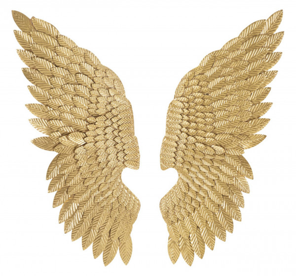 Set 2 panouri decorative aurii din metal, 37,5x3x100 cm, Wings Mauro Ferretti