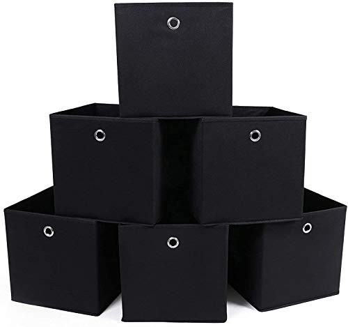 Set 6 cutii pliabile pentru depozitare, textil, negru, Songmics