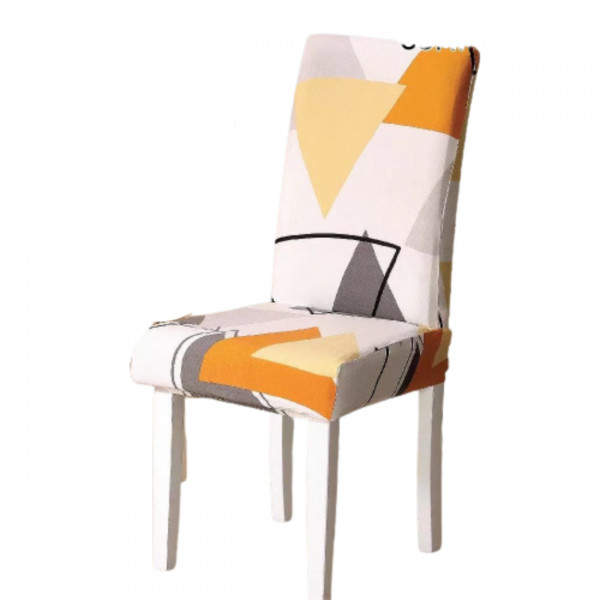 Set 6 huse pentru scaune, cu elastic, spandex, alb / portocaliu, HESS-64