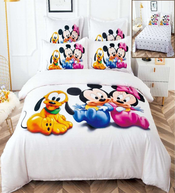 Set Lenjerie de Pat, Bumbac Tip Finet, 6 Piese, Pat 2 Persoane, Baby Mouse, FNP-62