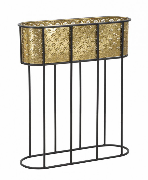 Suport pentru ghivece auriu/negru din metal, 60x20x70 cm, Oval Mauro Ferretti