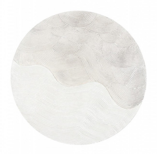 Tablou decorativ alb din lemn de Pin si panza, ∅ 90 cm, Texture Bizzotto