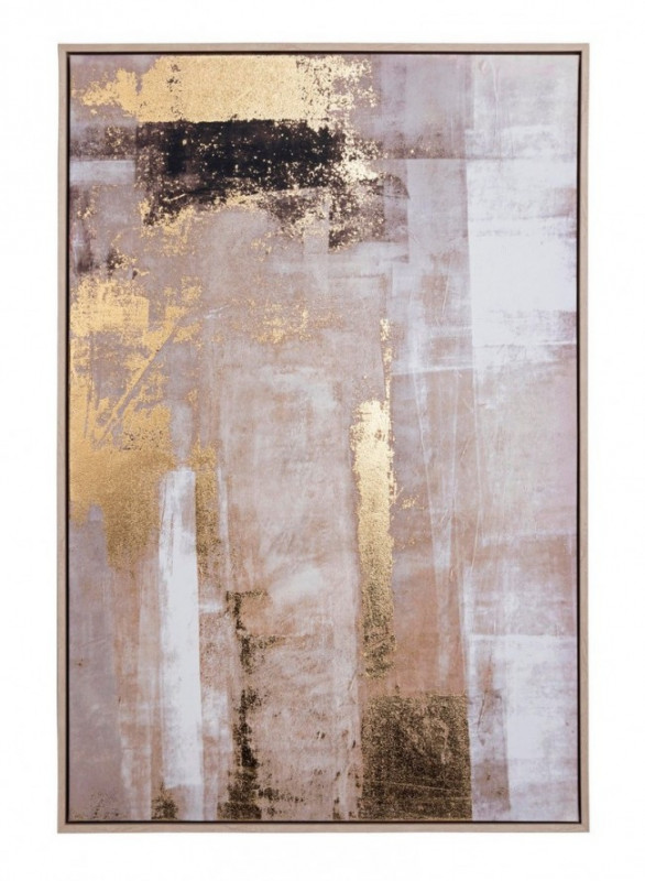 Tablou decorativ in ulei maro/auriu din MDF si panza, 62,6x4,3x92,6 cm, Bold Abstract Bizzotto
