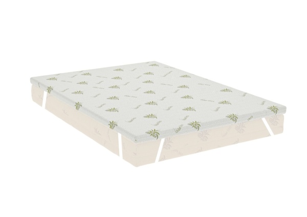 Topper Aloe Vera 140x200x5 cm, cu elastic, husa detasabila si lavabila, fermitate medie