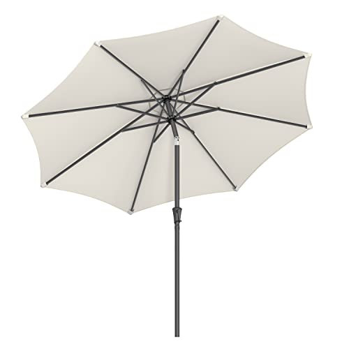 Umbrela de gradina crem din poliester si metal, ∅ 290 cm, Vasagle - Img 1
