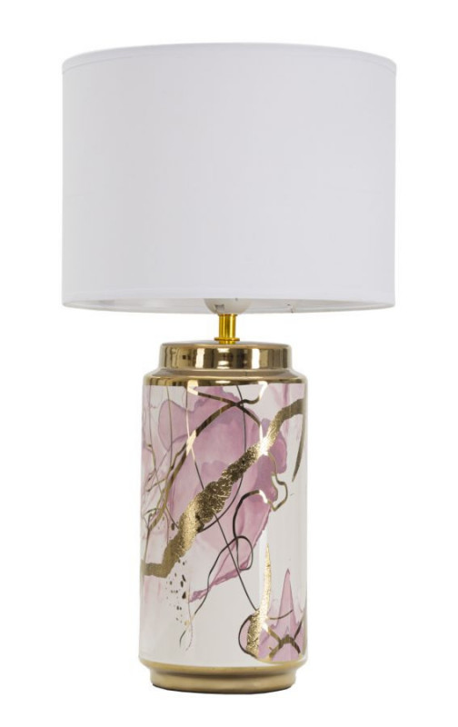 Veioza alba/roz din ceramica, Soclu E27 Max 40W, ∅ 25 cm, Glam Abstract Mauro Ferretti