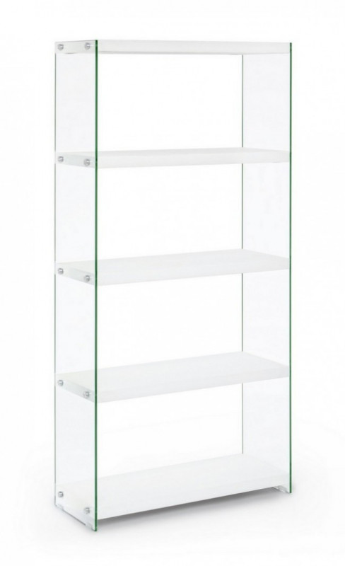 Biblioteca living transparenta/alb fibra din sticla temperata, 75 cm, Sury Bizzotto
