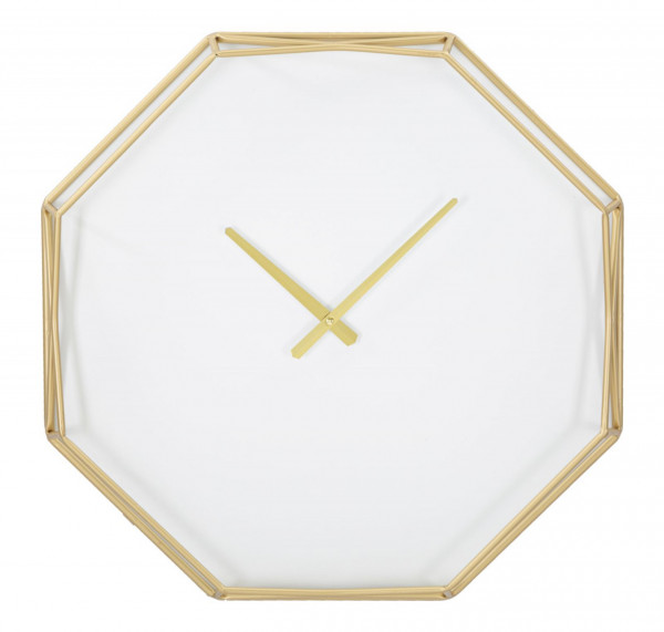 Ceas decorativ alb/auriu din metal, 56x6,5x56 cm, Goldy Mauro Ferretti