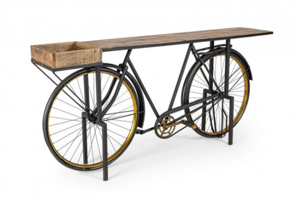 Consola neagra din metal si lemn de Mango, 183x35x86 cm, Bicycle Bizzotto