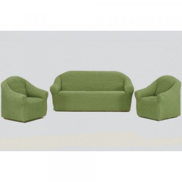 Huse elastice si creponate pentru canapea 3 persoane si 2 fotolii, verde, HC-10-VD