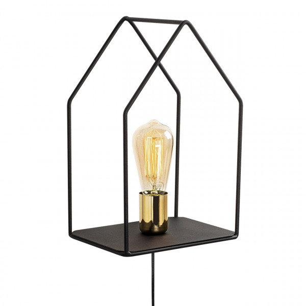 Lampa de perete opviq ev, 21x33 cm, E27, 100 W, negru / auriu