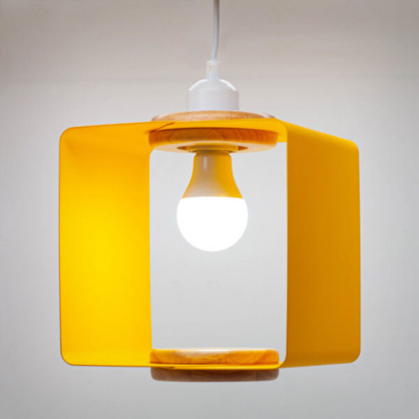 Lampa suspendata Cube Pop Yellow, Soclu E27, Max 60W, galben, Kelektron