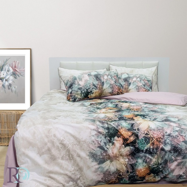 Lenjerie de pat, 100% bumbac, tesatura satin, maro deschis / ivoire, Roxyma Dream Astreya - Img 1