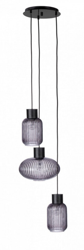 Lustra showy, 3 becuri, soclu E27, max 60W, negru / fumuriu