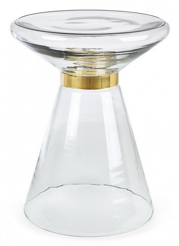 Masuta de cafea transparenta/aurie din sticla si metal, ∅ 36 cm, Azmin Bizzotto