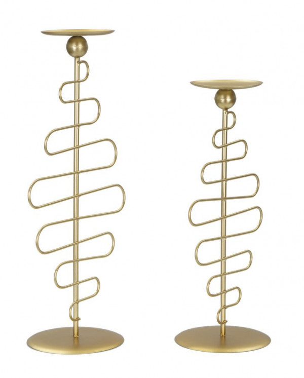 Set 2 decoratiuni de perete cu suport pentru lumanare aurii din metal, Alid Mauro Ferretti - Img 2