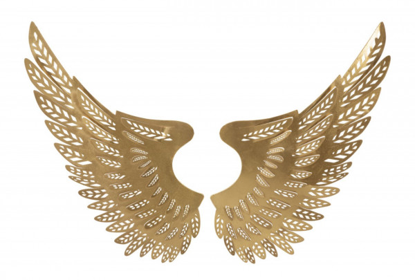Set 2 panouri decorative aurii din metal, 90x3,5x43,5 cm, Wings Mauro Ferretti