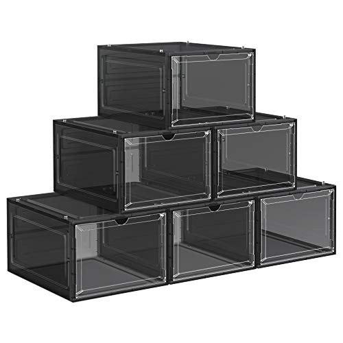 Set 6 cutii pentru depozitare incaltaminte, polipropilena, negru, Songmics