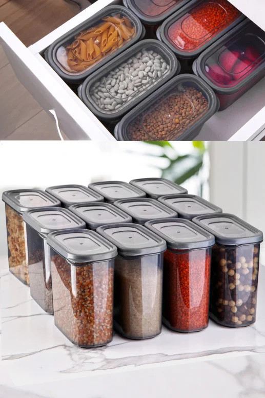 Set cutii pentru depozitare, 12 piese, antracit, 430KSV1470