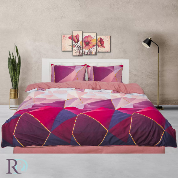 Set lenjerie de pat, 100% bumbac, tesatura satin, roz / fucsia, Roxyma Dream Sunset - Img 1
