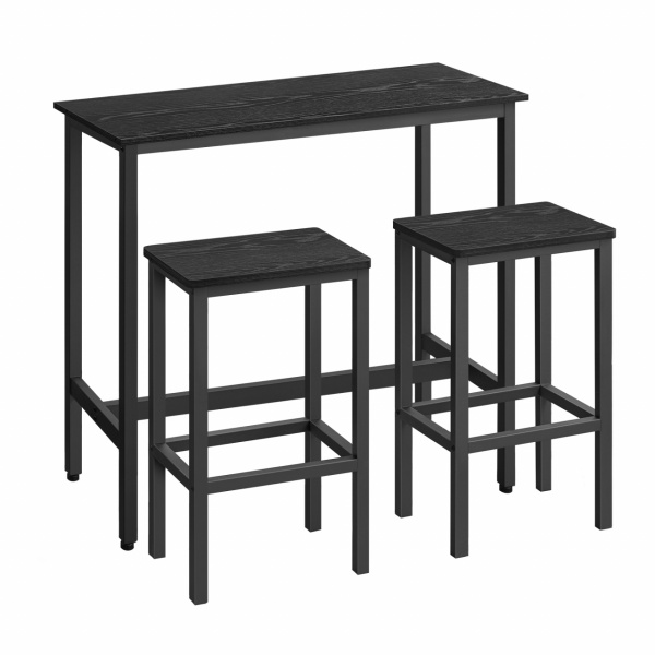 Set masa tip bar si 2 scaune, PAL melaminat / metal, negru, Vasagle
