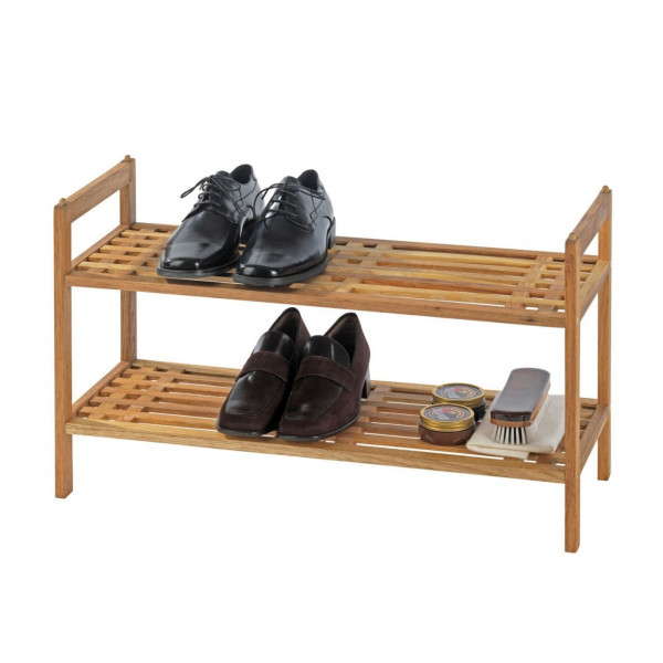 Suport pantofi Norway Brown, Wenko, 6 perechi, 60x40.5x27 cm, lemn de nuc, natur