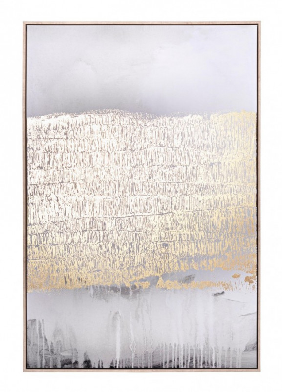 Tablou decorativ gri/auriu din MDF si panza, 82,6x4,3x122,6 cm, Bold Abstract Bizzotto