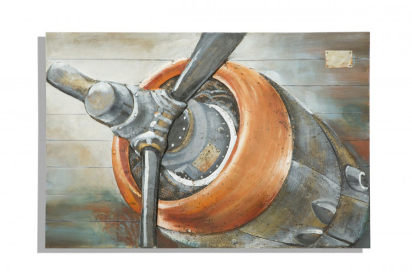 Tablou gri / portocaliu din lemn si panza, 120 x 3,7 x 80 cm, Aviator Mauro Ferreti