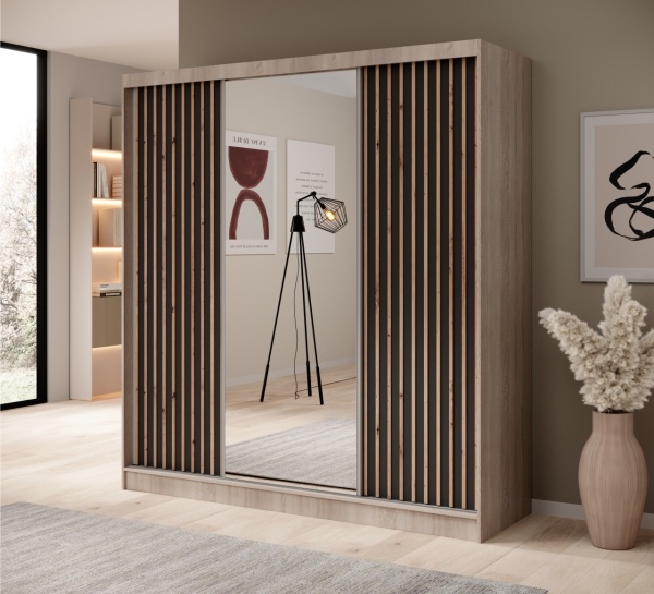 Dulap cu usi glisante si oglinda, 200x61x215 cm, Ida 200, ADRK Furniture