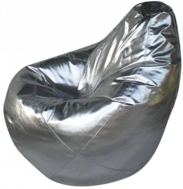Fotoliu Bean Bag argintiu din piele ecologica, Ø 90 x 105 cm, Enjoy Mauro Ferreti - Img 1
