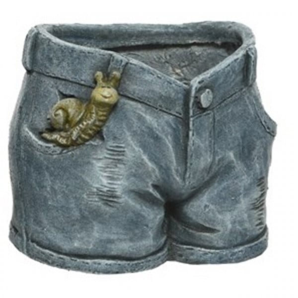 Ghiveci Jeans shorts, Decoris, 23x23x22 cm, polirasina, gri