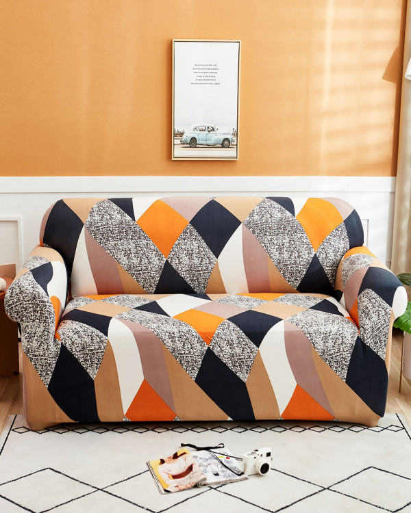 Husa elastica pentru canapea 2 locuri, forme colorate, HEJ2-15