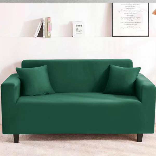 Husa elastica pentru canapea 3 locuri + 1 fata de perna cadou, uni, cu brate, verde, L03 - Img 1