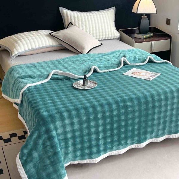 JoJo Home, Patura cocolino cu bordura, pat 2 persoane, 200x230 cm, turquoise, PJ-79