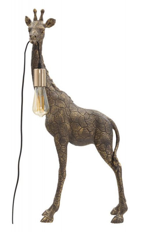 Lampa auriu antichizat din polirasina, Soclu E27 Max 40W, 40x22x80 cm, Giraffe Mauro Ferretti