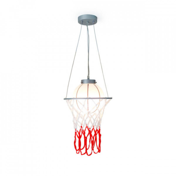 Lustra Copii E27, 8w, Alb/Rosu, Basketball, Kelektron