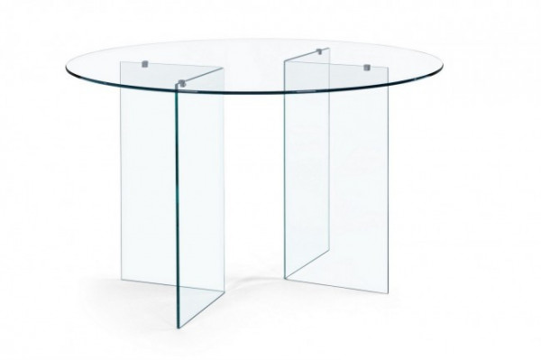 Masa dining pentru 6 persoane transparenta din sticla temperata, ∅ 130 cm, Iride Bizzotto