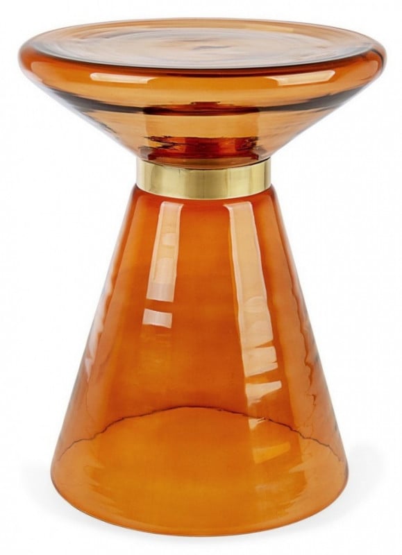 Masuta de cafea portocaliu/aurie din sticla si metal, ∅ 36 cm, Azmin Bizzotto