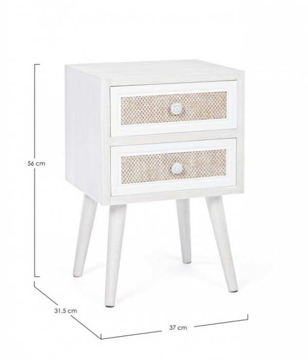 Noptiera alb nordic din MDF melaminat, 37 cm, Montiel Bizzotto - Img 2