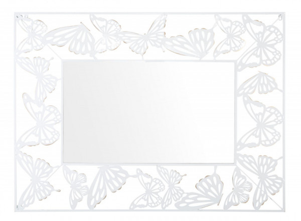 Oglinda decorativa alba cu rama din metal, 115x85x1 cm, Butterflies Mauro Ferretti