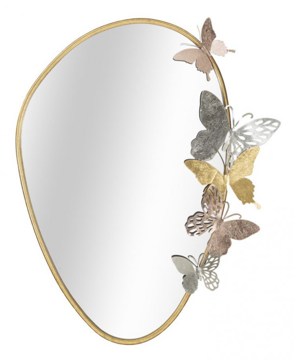 Oglinda decorativa aurie din metal, 58,5x71,5x3,5 cm, Butterflies Mauro Ferretti