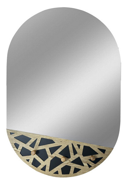 Oglinda decorativa din lemn de frasin si MDF, 60 x 5,3 x 90 cm, Carv Mauro Ferreti
