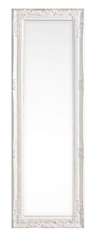 Oglinda dreptunghiulara alb antichizat din lemn de Brad, 132x42 cm, Miro Bizzotto