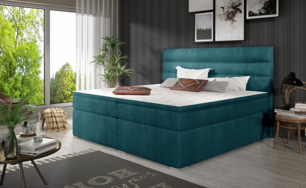 Pat tapitat, boxspring, cu spatiu pentru depozitare, 180x200 cm, Softy 181, Eltap