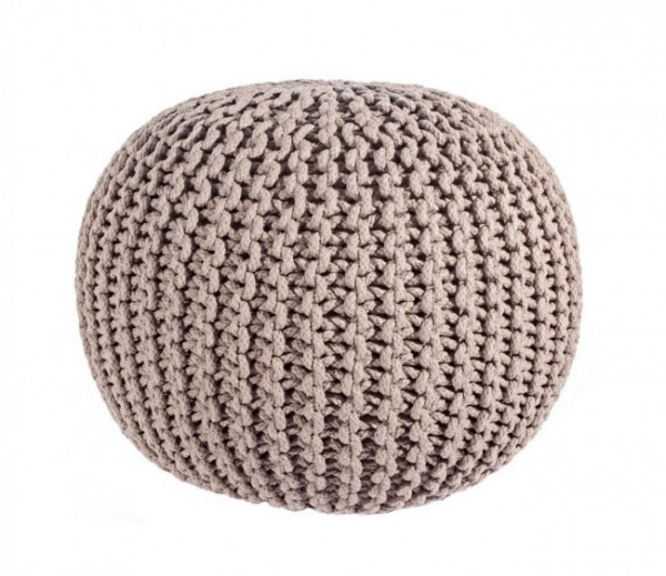 Puf rotund gri din bumbac, ∅ 50 cm, Weave Bizzotto