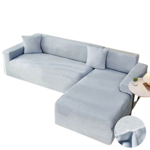 Set 2 huse elastice pentru coltar, catifea, marime: M+L, alb murdar, HCCJ-10