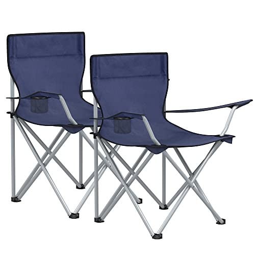 Set 2 scaune camping, 84 x 52 x 81 cm, metal / textil, indigo, Songmics